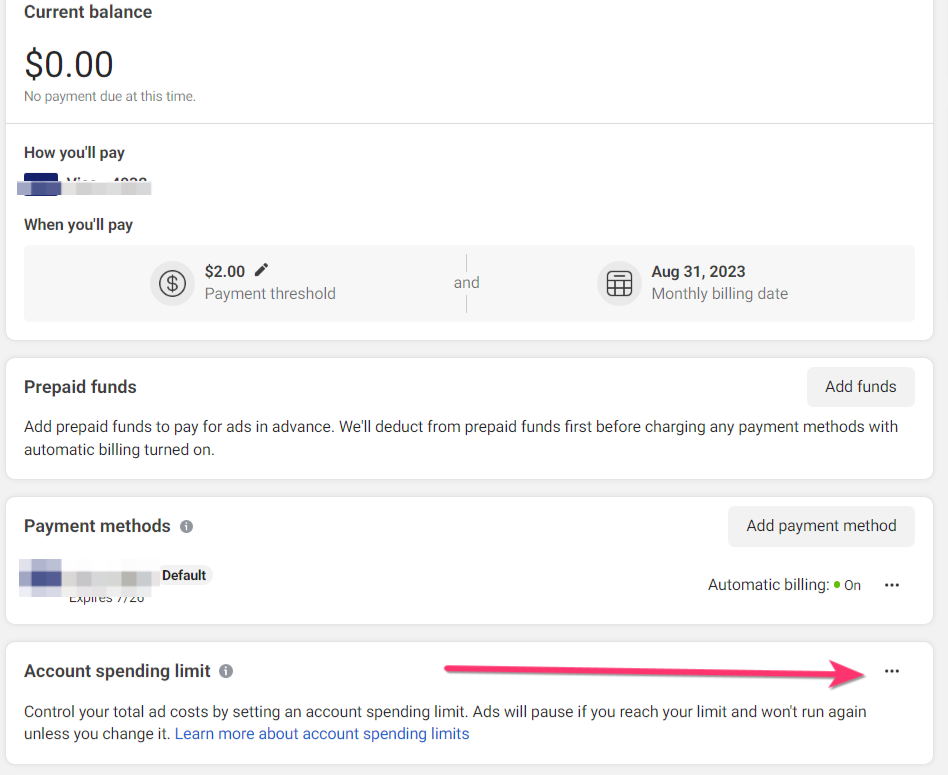 Account Spending limit‍ for the facebook ad
