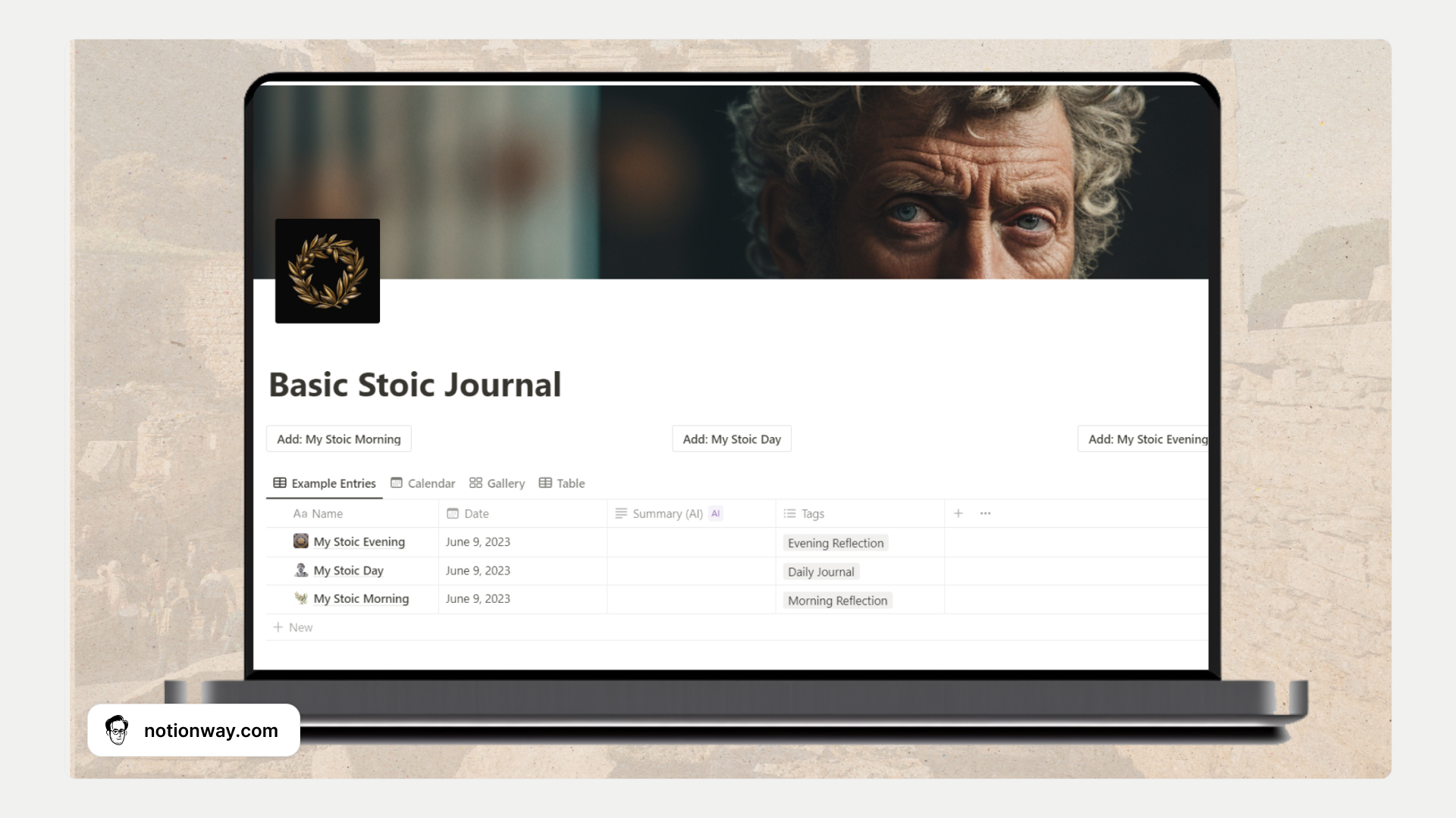 Free Notion Stoic Journaling Template