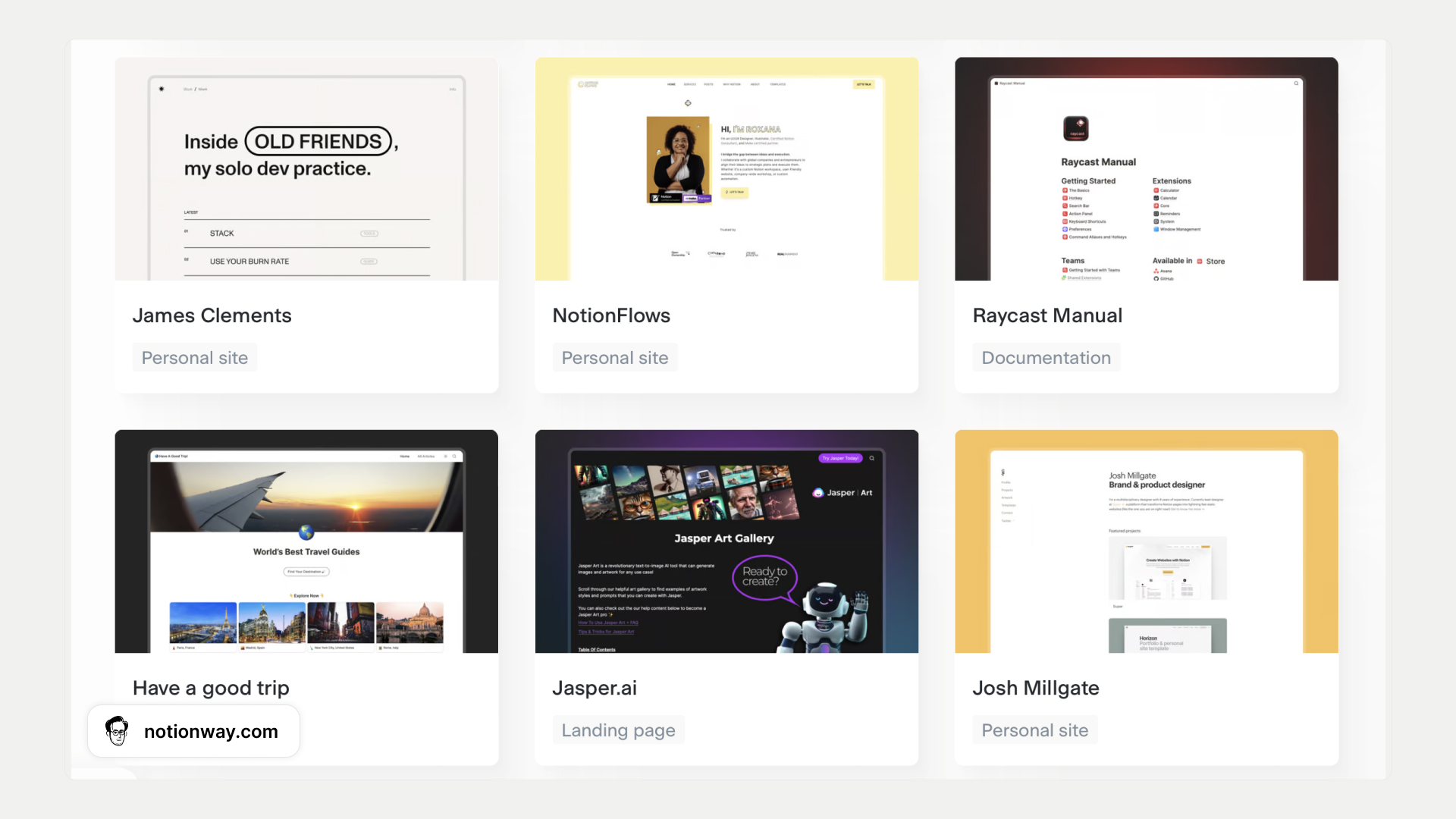 Notion website examples made with Super: