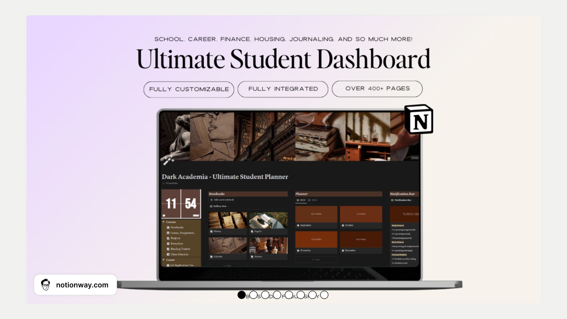 Dark Mode Notion Student Dashboard