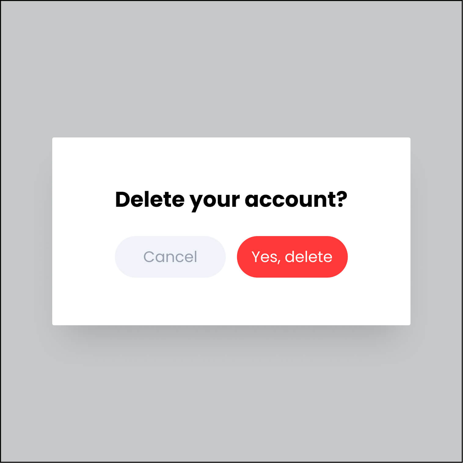 Demonstrating color contrast hierarchy with a red button and a grey button on a white background