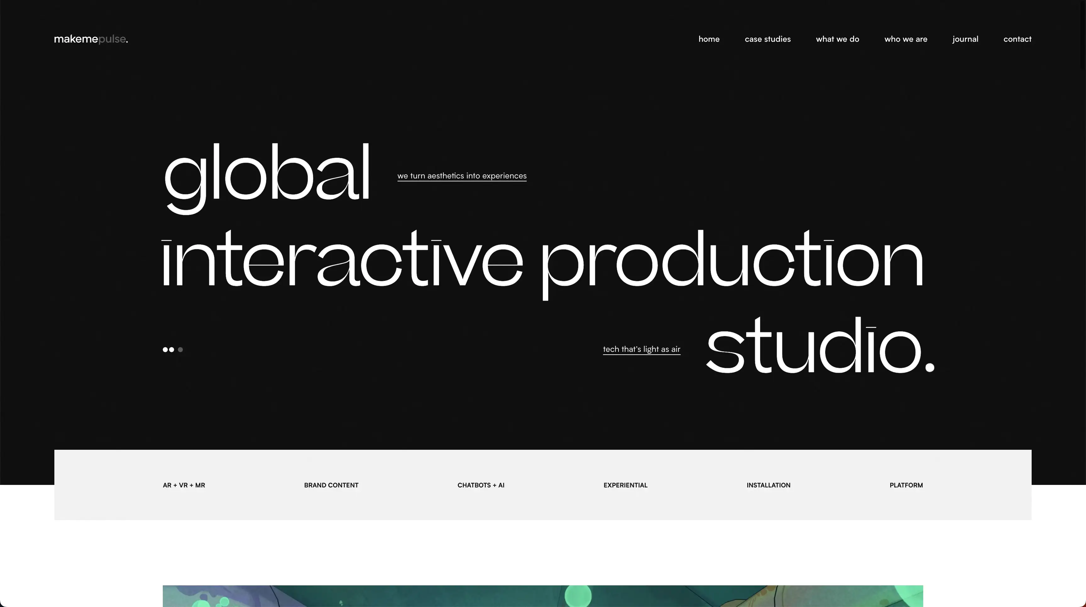 Black and white modern sleek minimal website with clean 3D