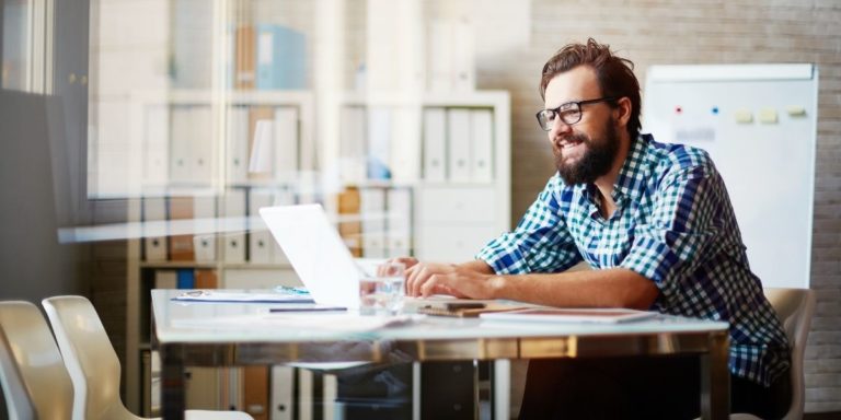 Man enjoys thermal comfort in the office