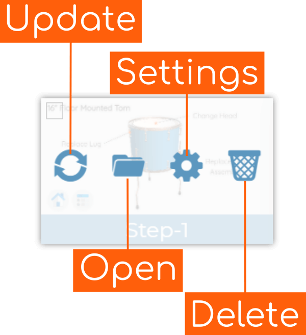 The different options available on a step