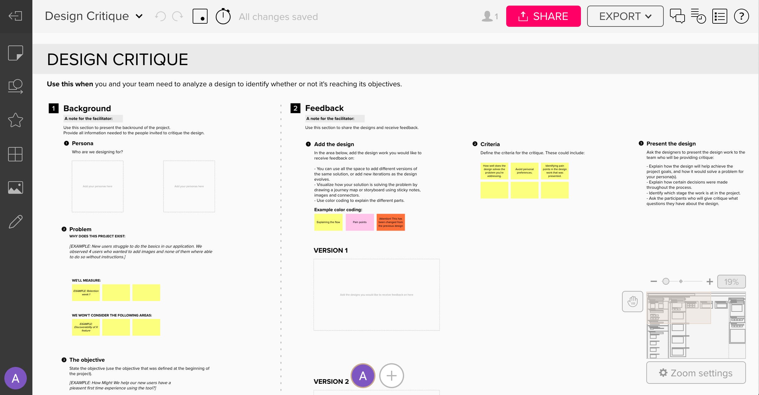 Design critique template | Mural