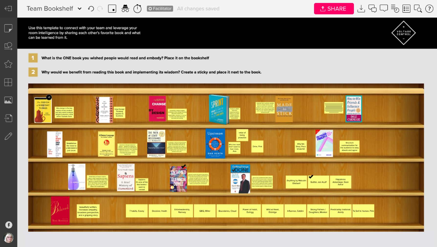 Team bookshelf template Mural