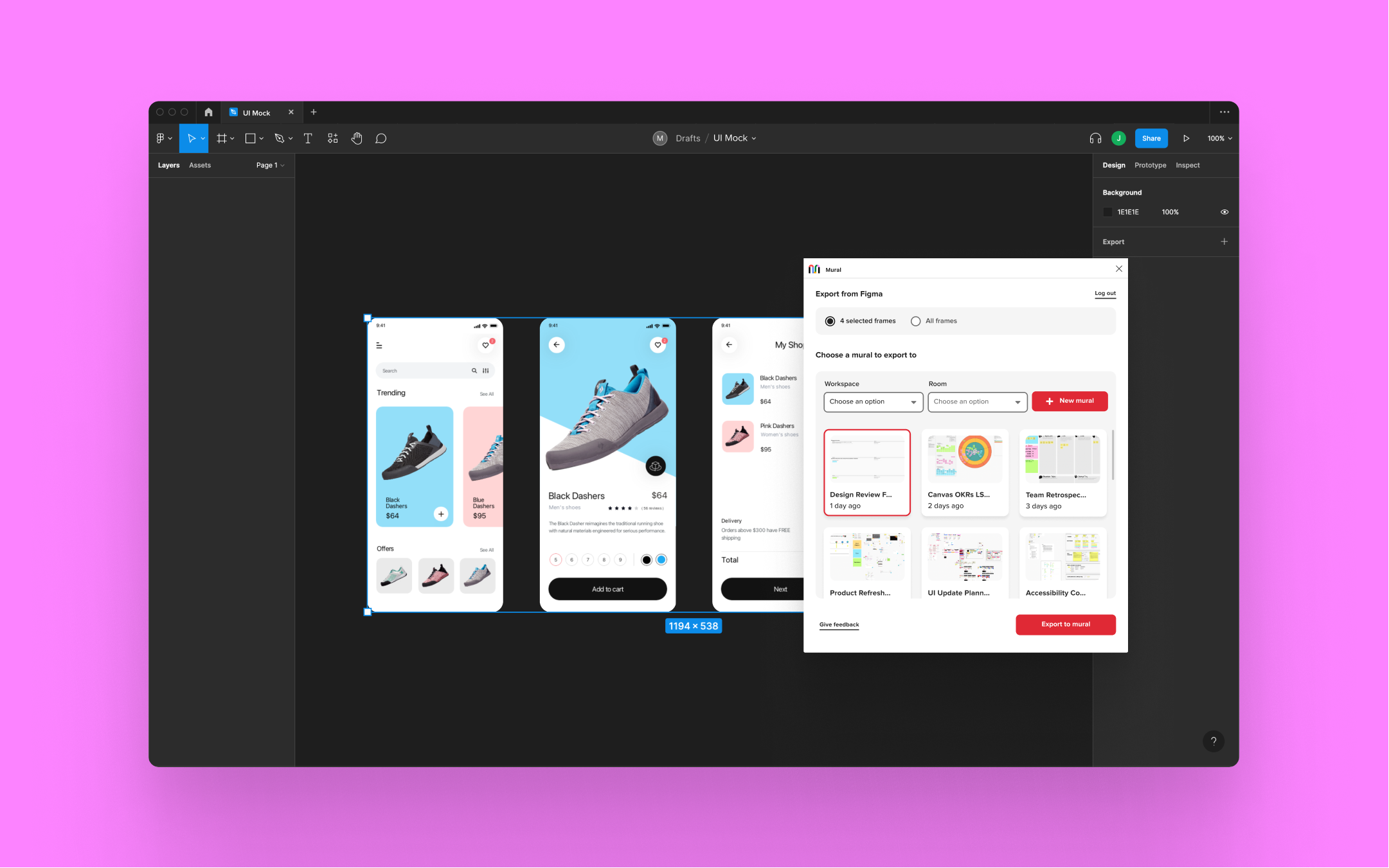 Export Figma frames to Mural