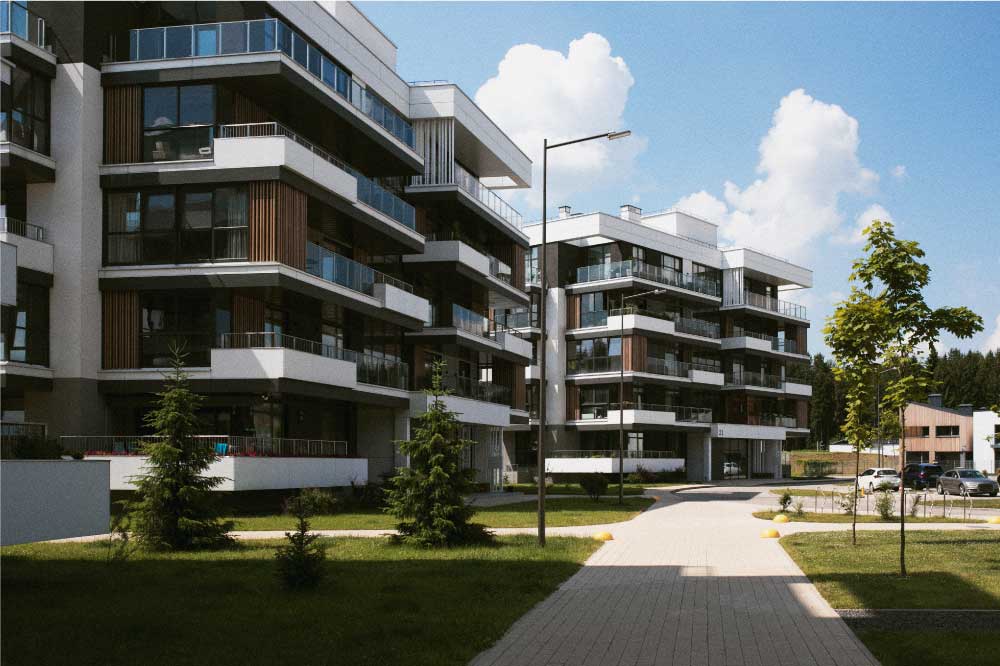 Modern apartment buildings