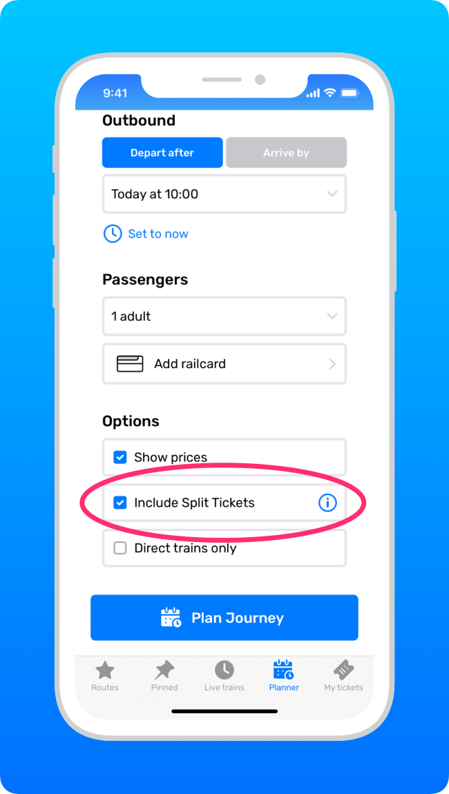 Screenshot showing where to turn on Show Split Tickets.