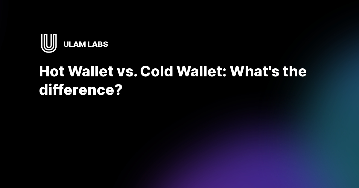 Hot wallet vs. cold wallet What's the difference within digital