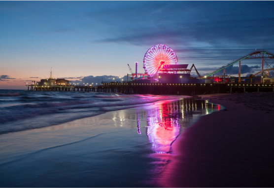 santa monica pier at night