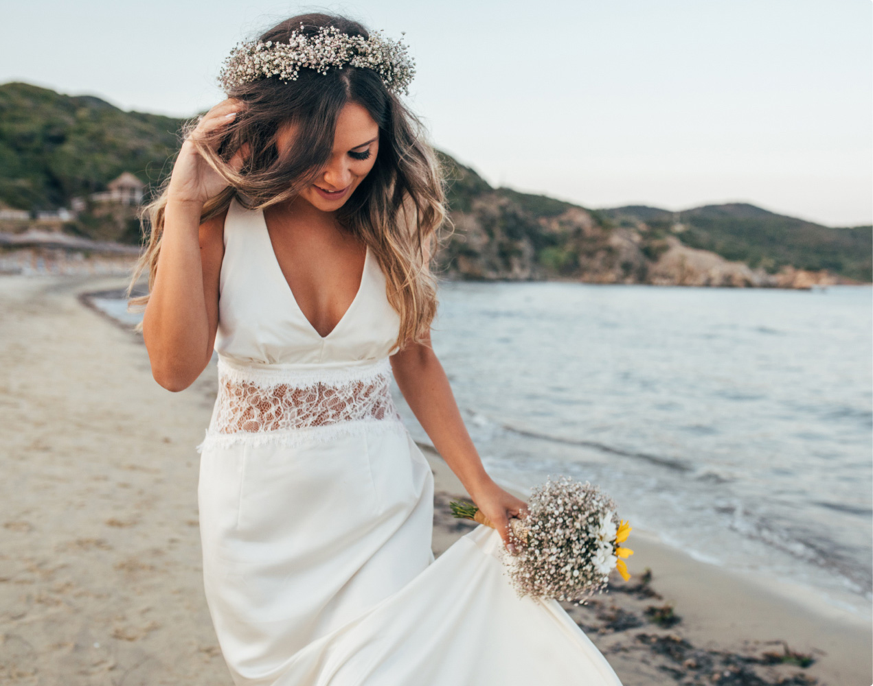 woman at private beach wedding