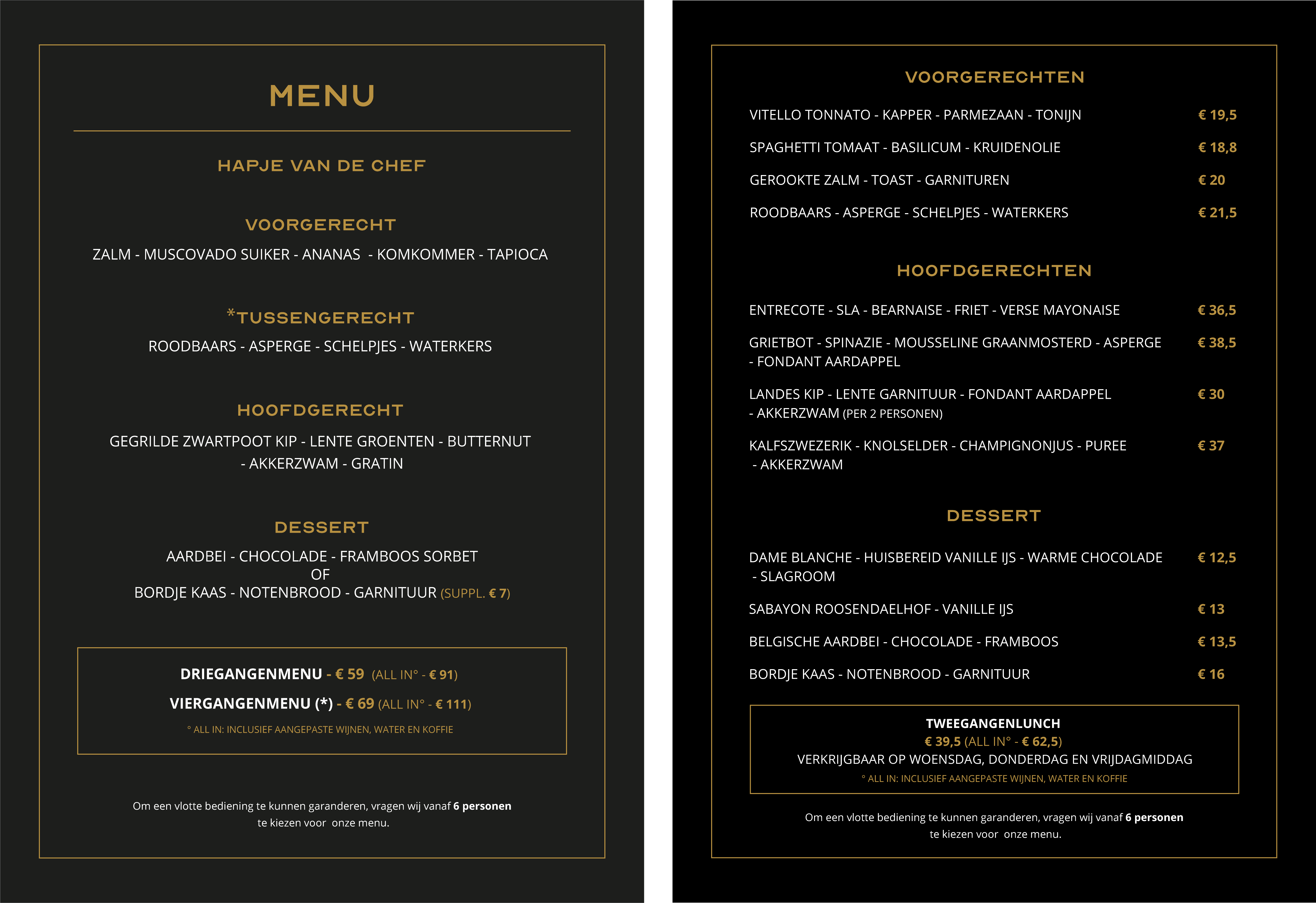 Menukaart Bistro Bistro Roosendaelhof Geel