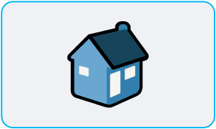 A blue house in a white background