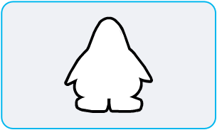 A silhouette of a Penguin outlined in black on a white background representing accessibility