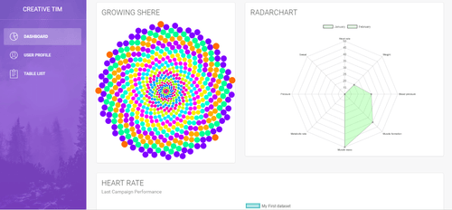 A prototype of a software dashboard