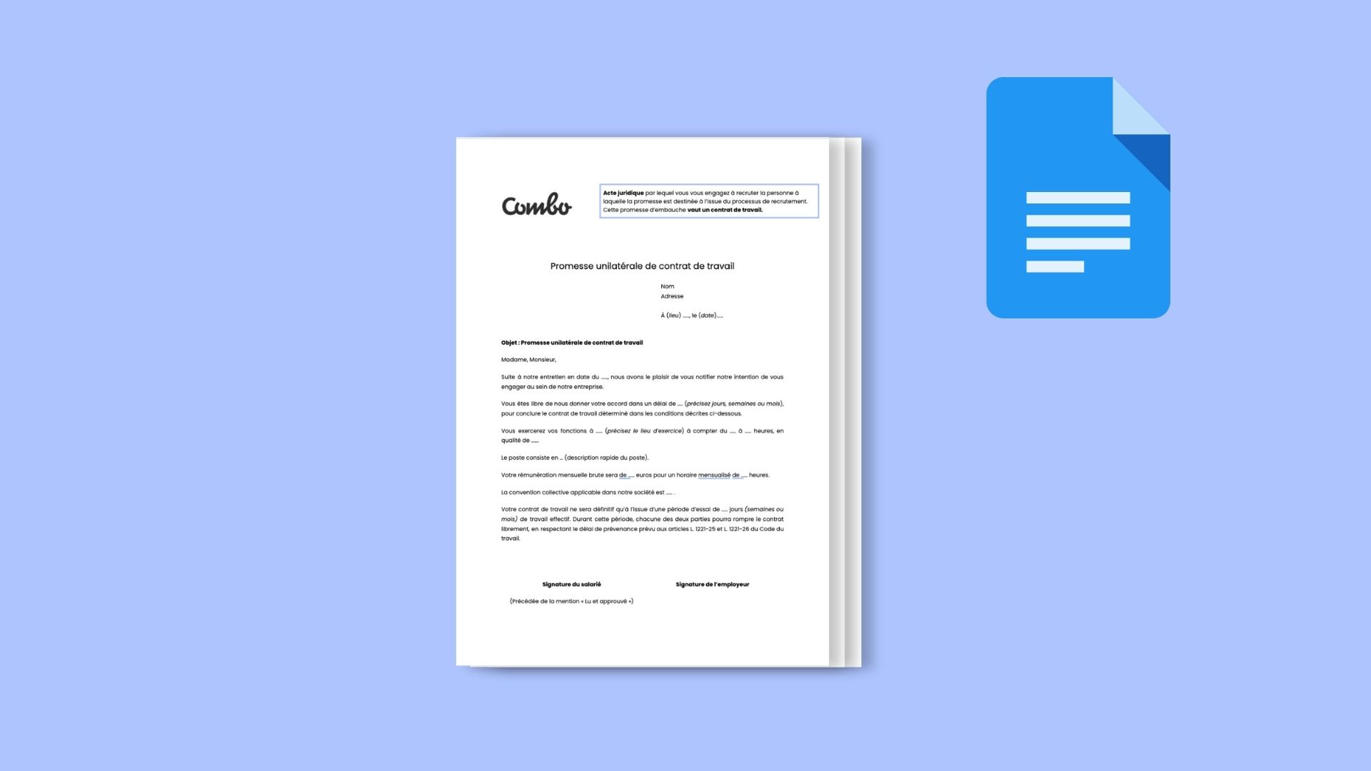 Template - Modèle Word - Promesse d'embauche