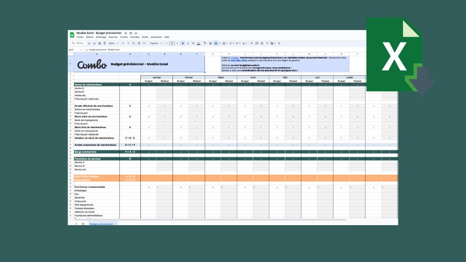 Template - Modèle Excel - Budget prévisionnel
