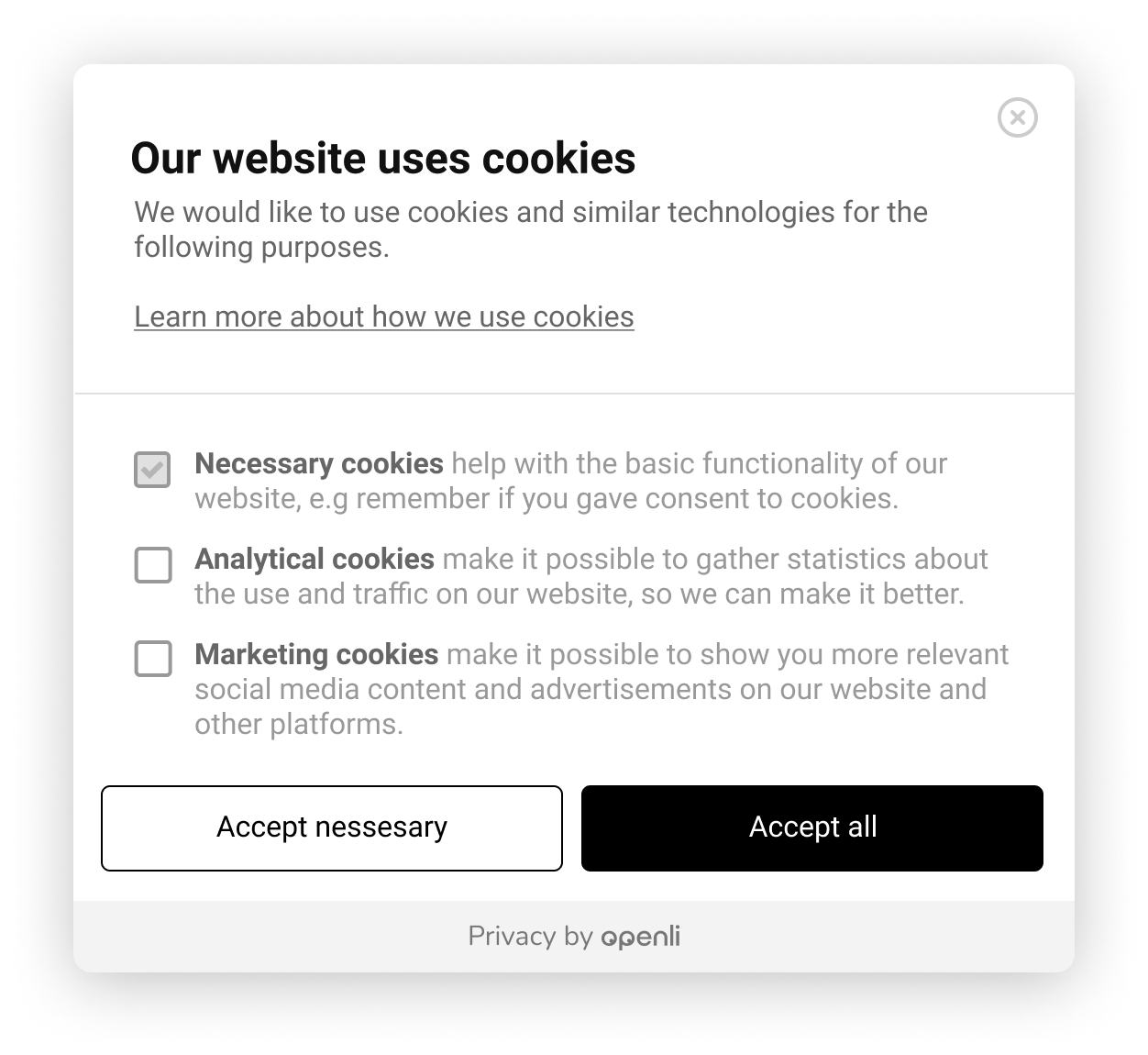 Cookie popup