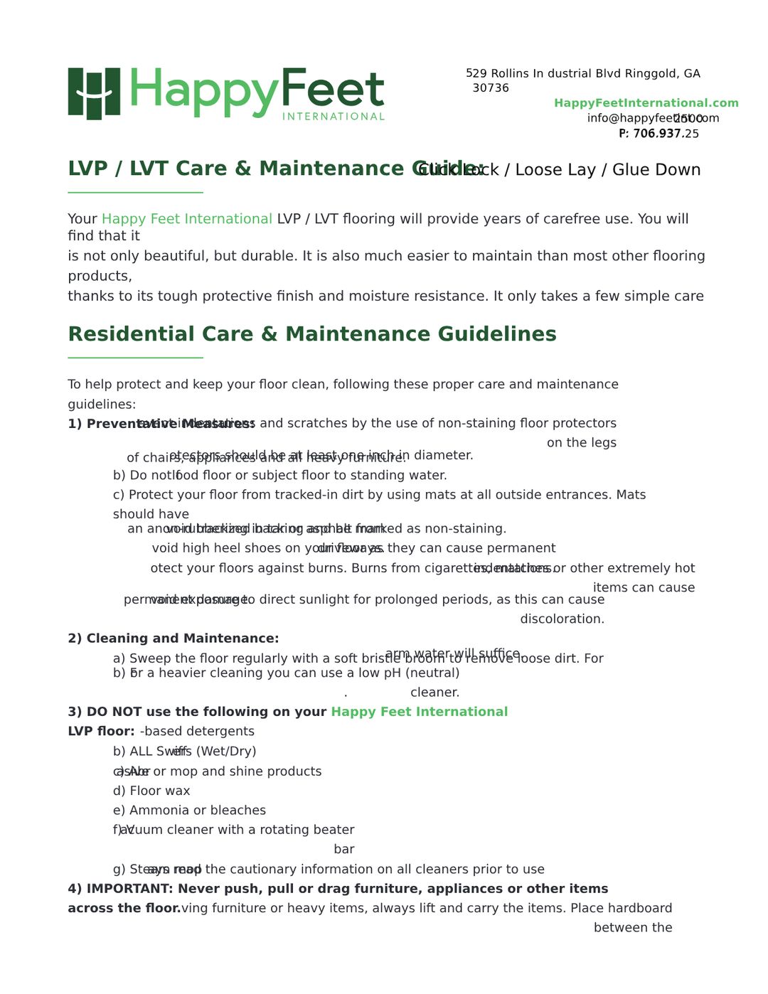 Document Center | Happy Feet International | Luxury Vinyl Plank ...