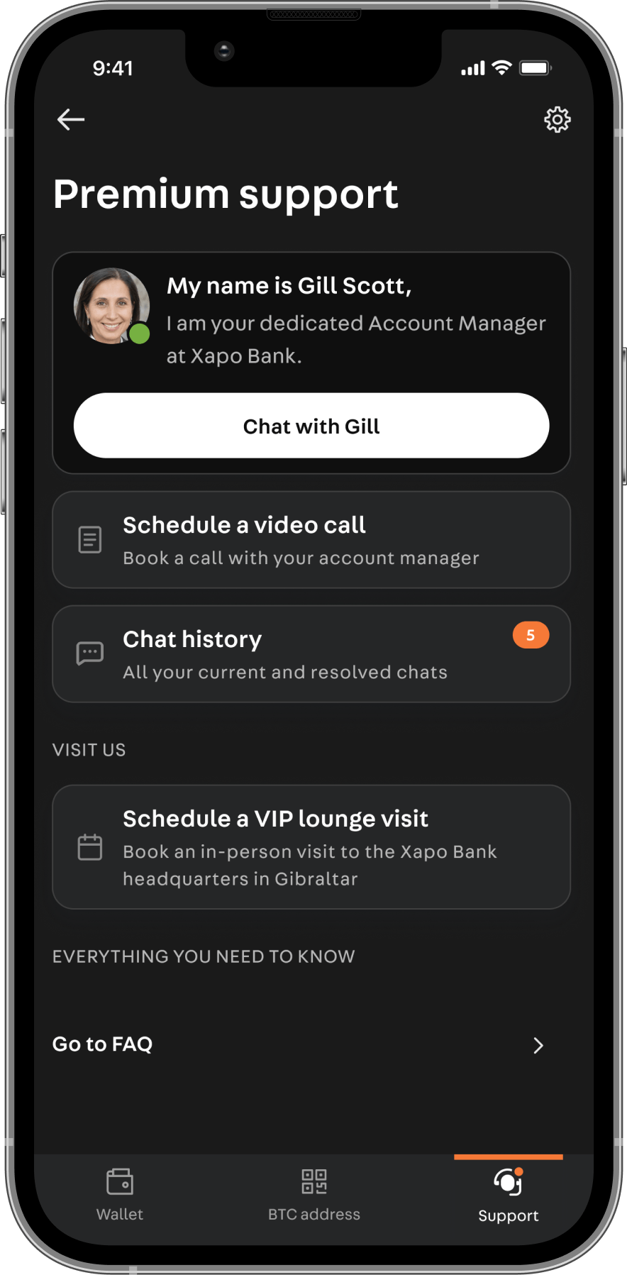 XAPO bank app screen