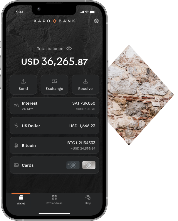 XAPO bank app screen