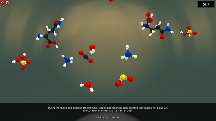 Heated acid digestion , evaporate out of solution in virtual lab for Kjeldahl Method of Protein Quantification.