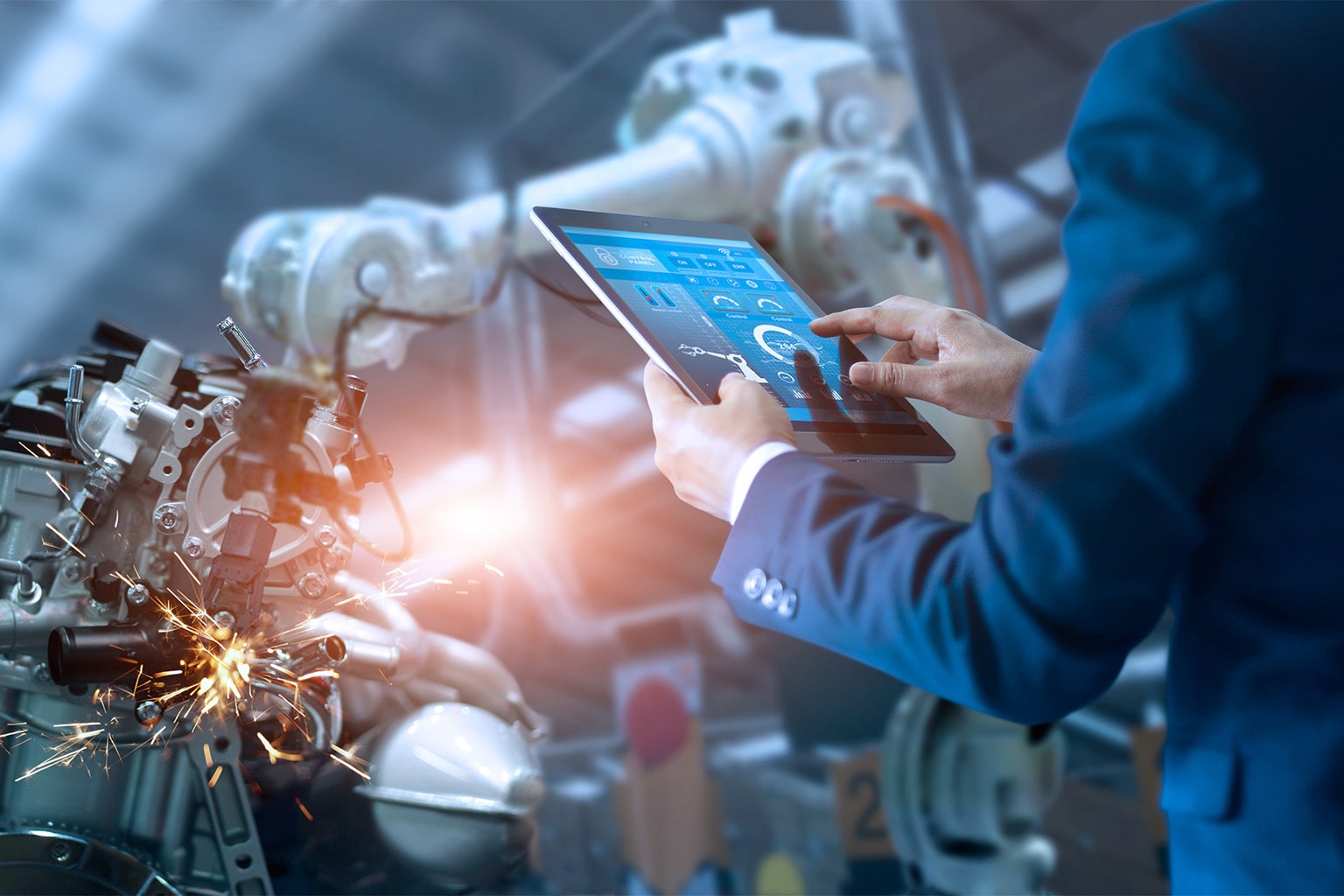 A person looking at a graph showing components of manufacturing capacity planning