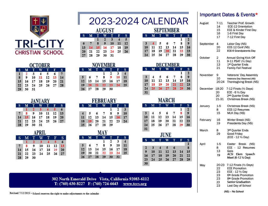 Year at Glance Calendar