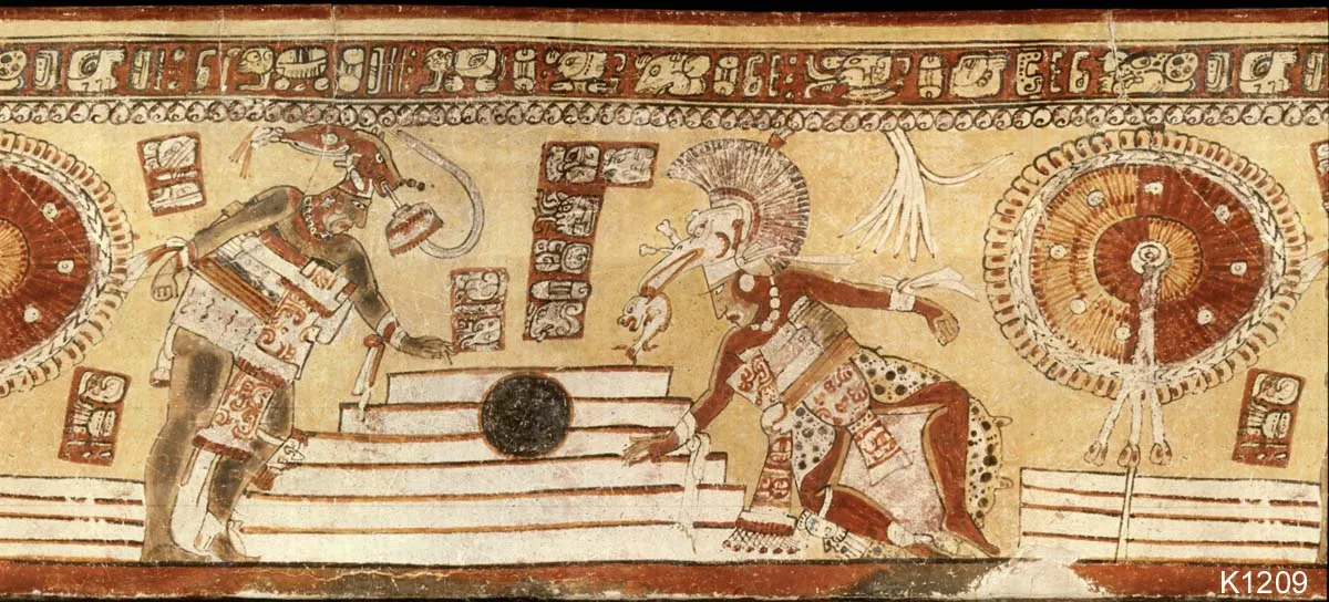 Mayans shown playing a game something akin to tennis and handball. (Photo, Justin Kerr, Mayavase Database, K1209)