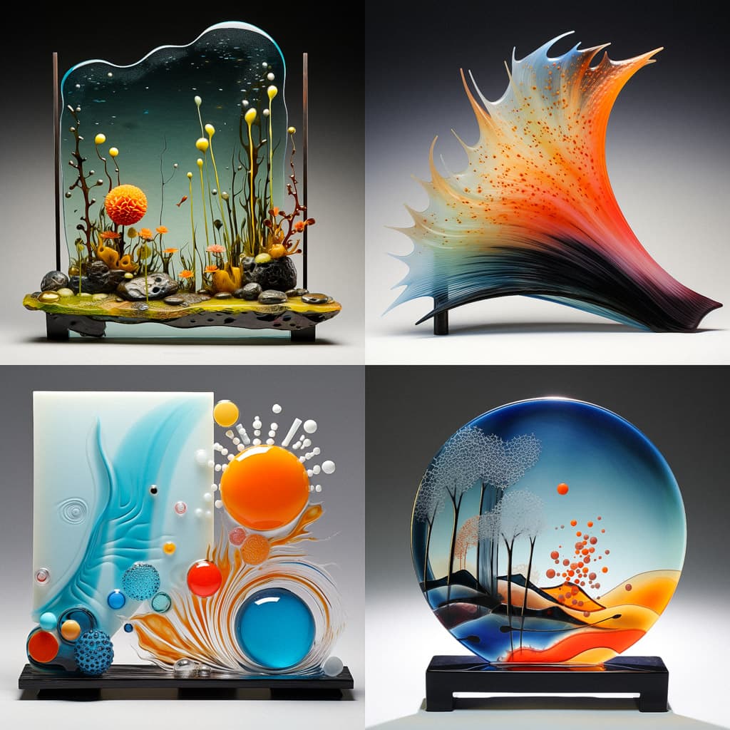 Fused Glass AI Art Style Organic Fragments Fused glass Stable