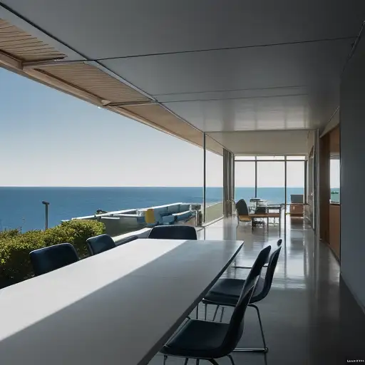 Mid-century ocean view house Stable Diffusion prompt - Midjourney