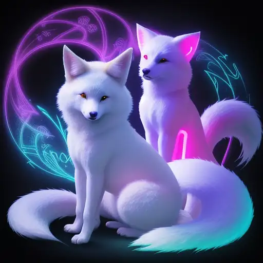 Kitsune neon lights Stable Diffusion prompt Midjourney