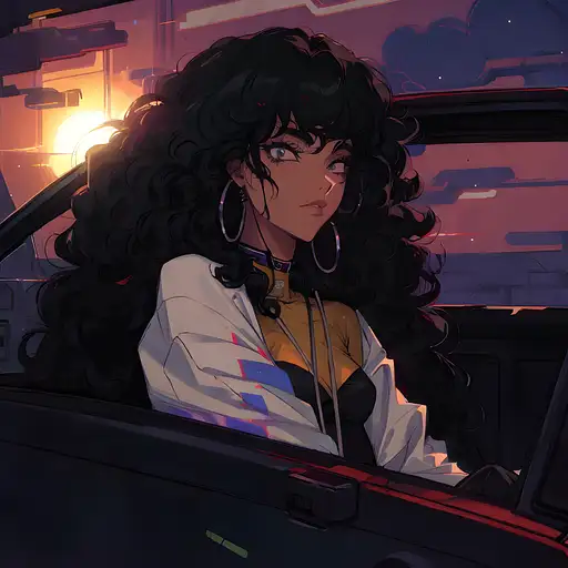 Curly-haired car passenger