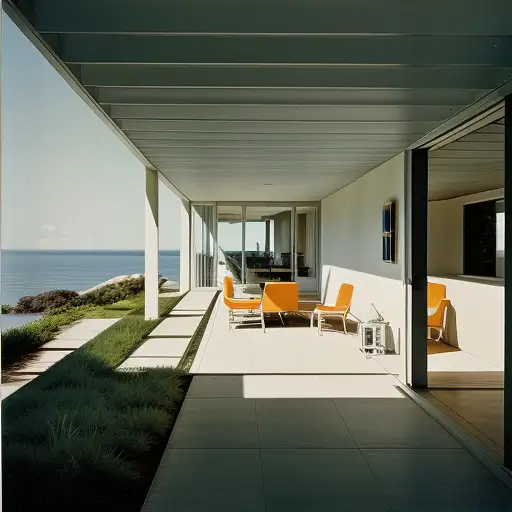 Midcentury modern ocean view Stable Diffusion prompt Midjourney