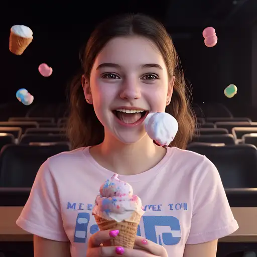 Smiling girl ice cream love Stable Diffusion prompt Midjourney