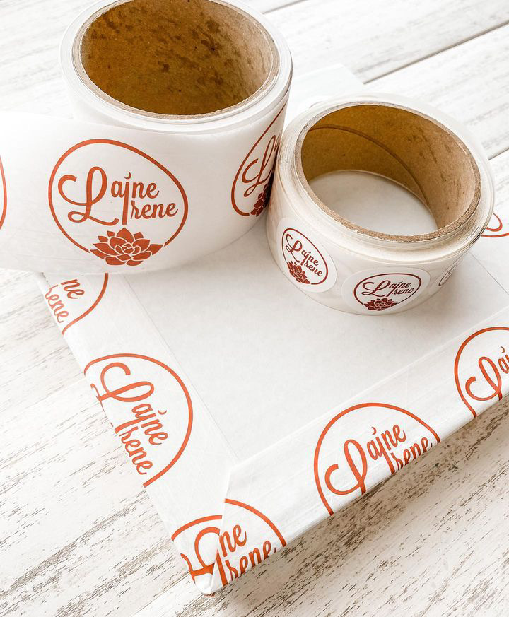 Custom Circle Roll Labels and Packaging Tapes by Laine Irene