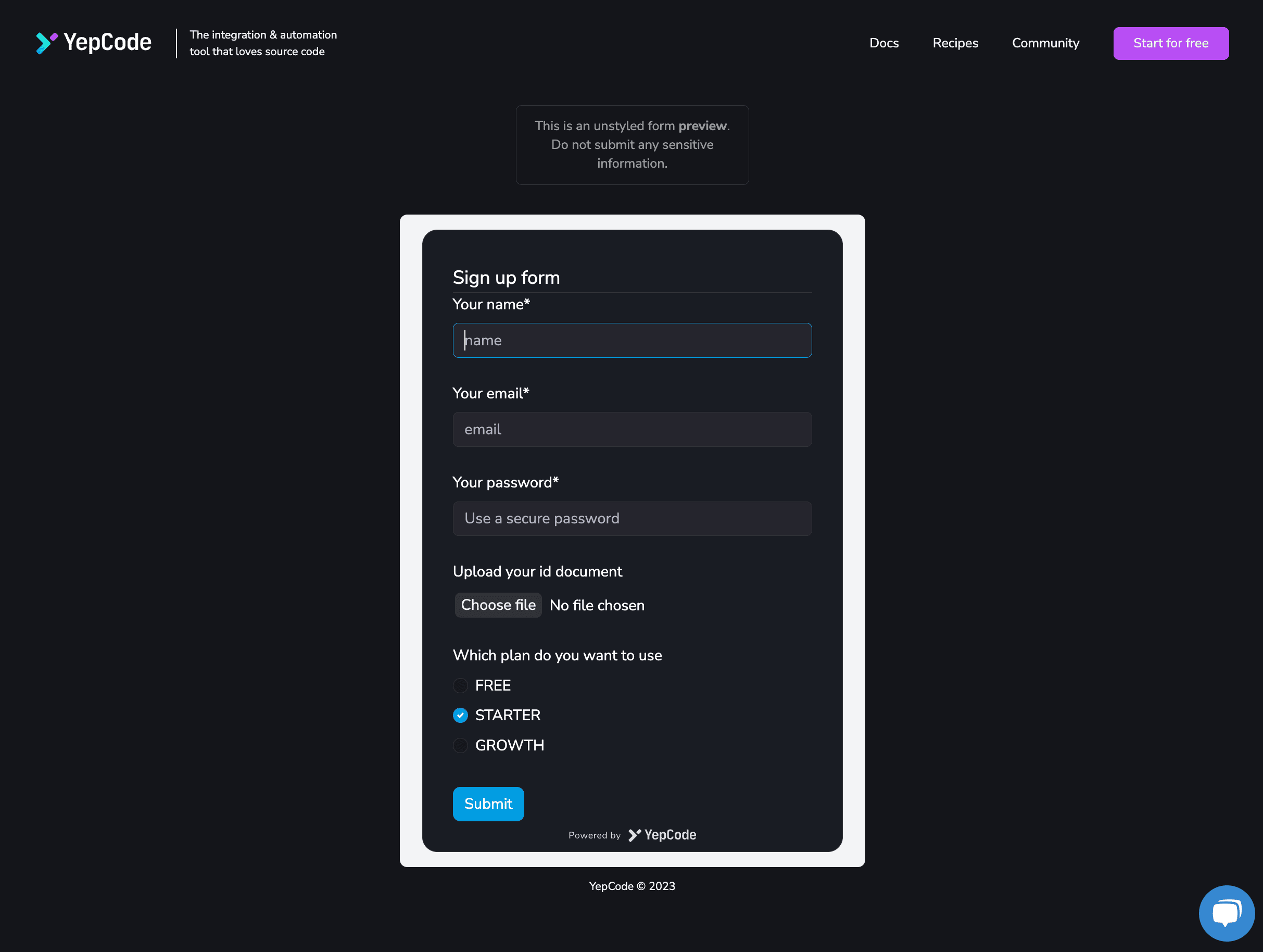 Introducing YepCode Forms: Easy embedding of process executions - YepCode
