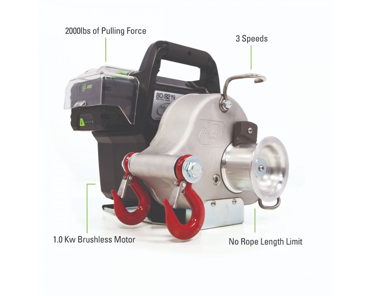 82W1 82Volt Battery Powered Portable Winch by Greenworks