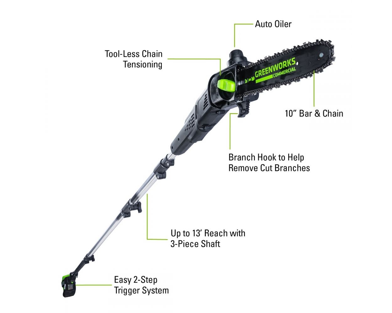 82PH62T 82 Volt Gen II Telescoping Pole Hedge Trimmer by Greenworks