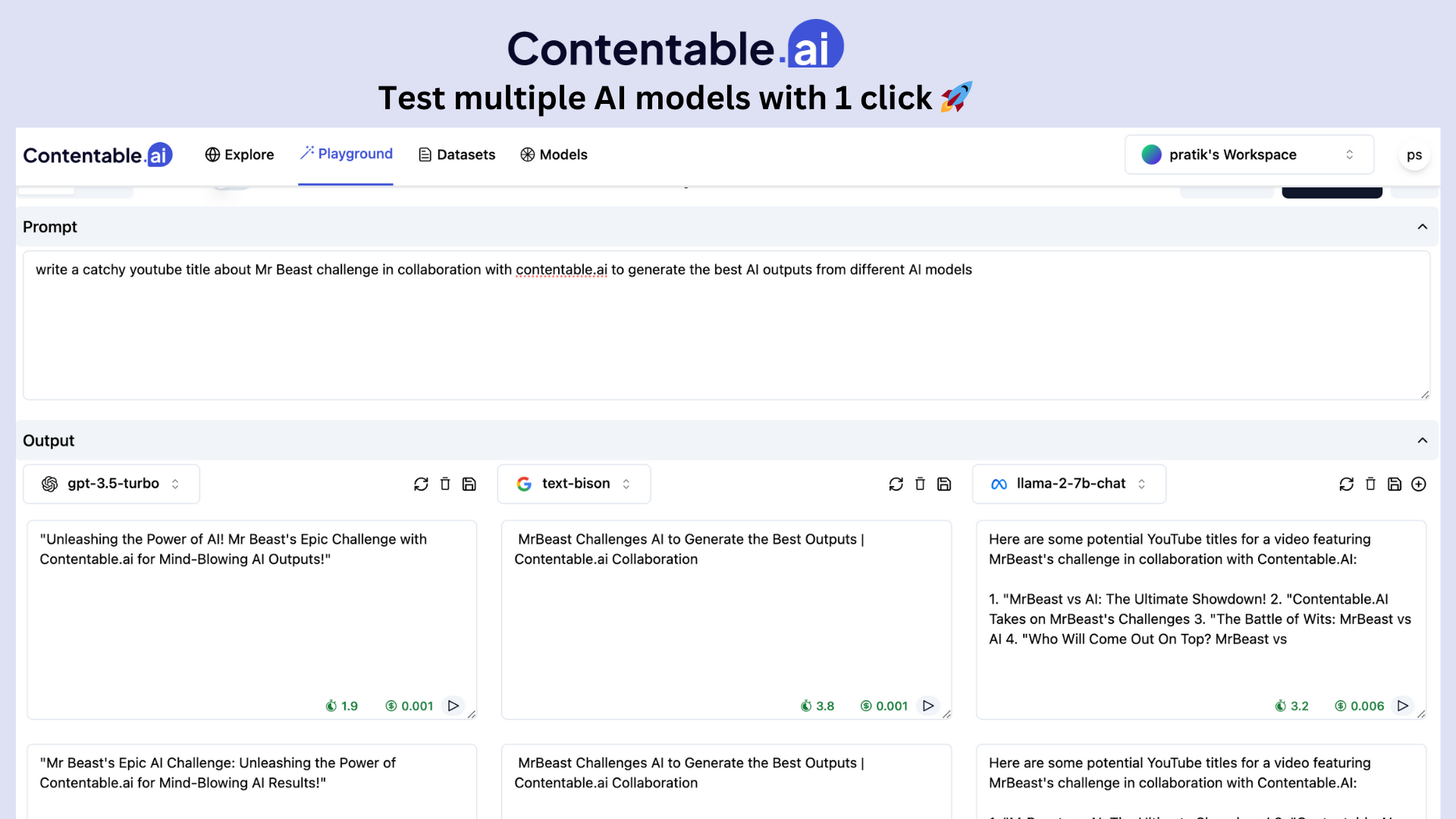 Contentable.ai - compare, test, build and deploy low code AI models