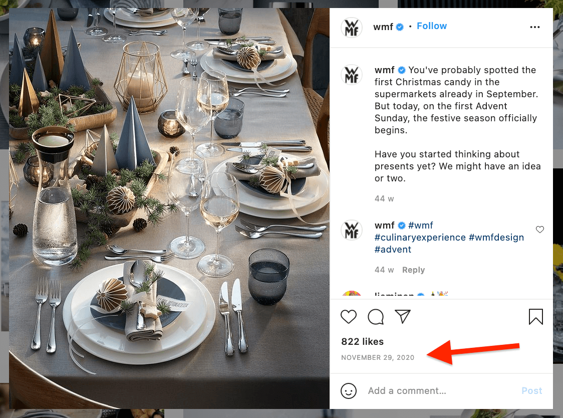 WMF Instagram Christmas post