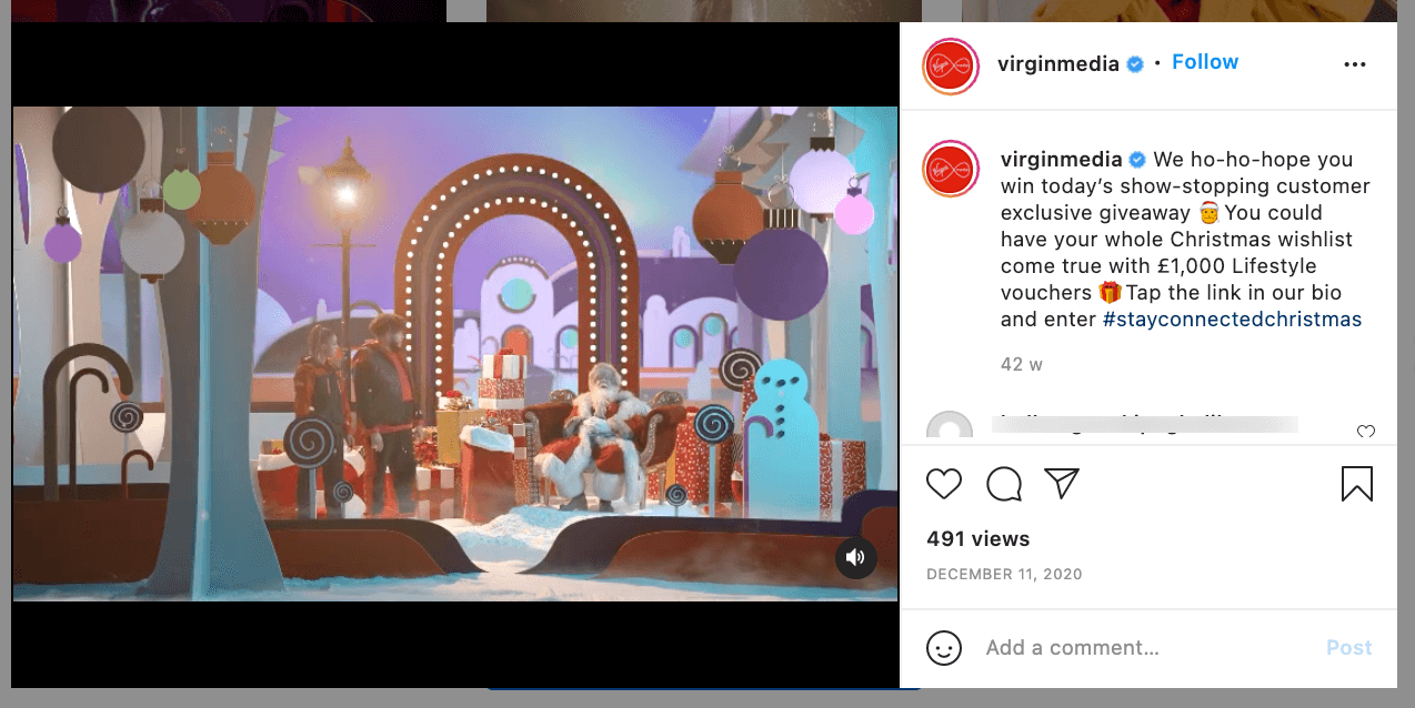Virgin media giveaway on Instagram