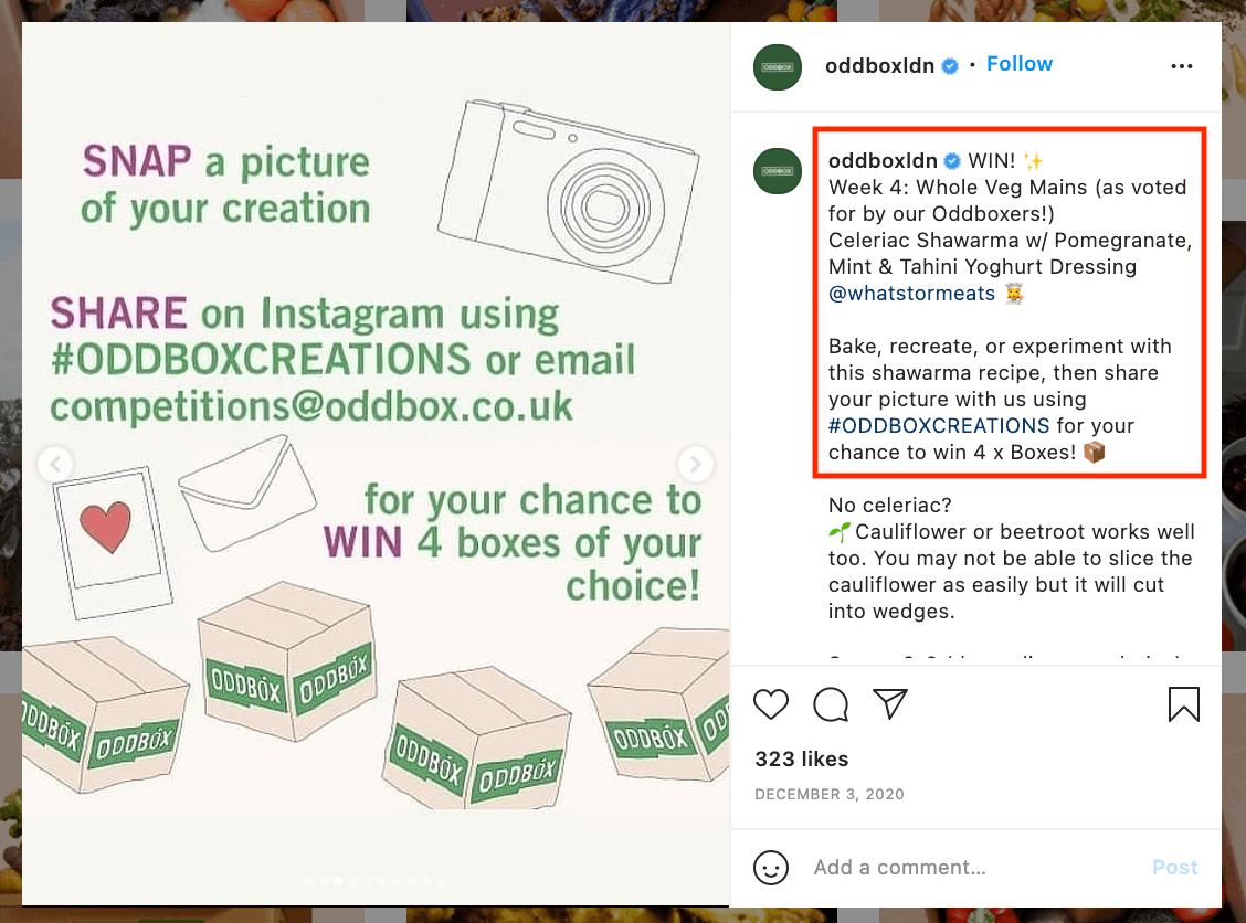 Oddbox London Instagram contest