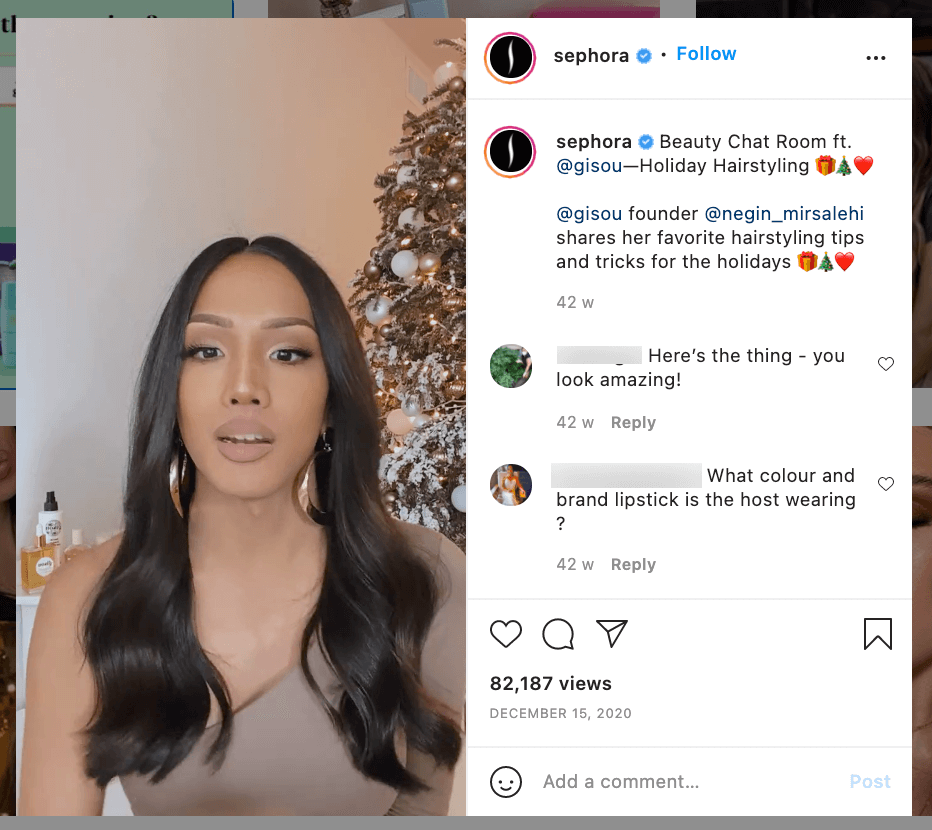 Sephora post in partnership with Gisou