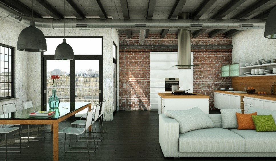 Reduced Industrial Apartment With Interior Field Locked preview