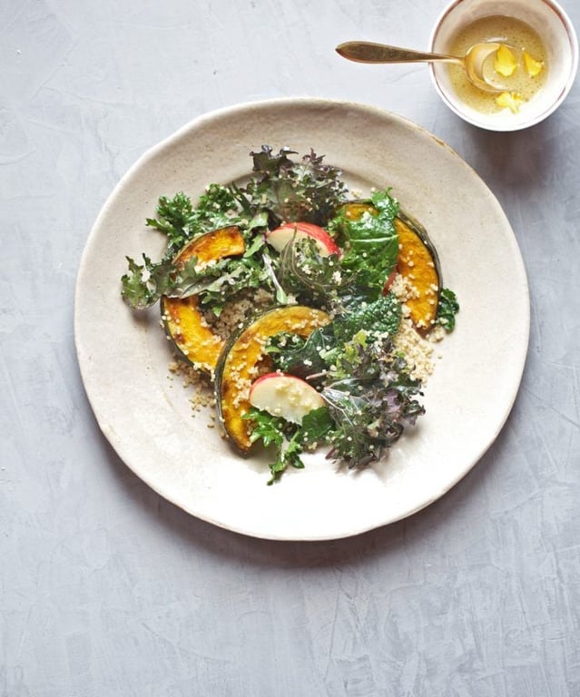 Roasted Kabocha Squash + Fresh Kale Quinoa Salad Thrive Global