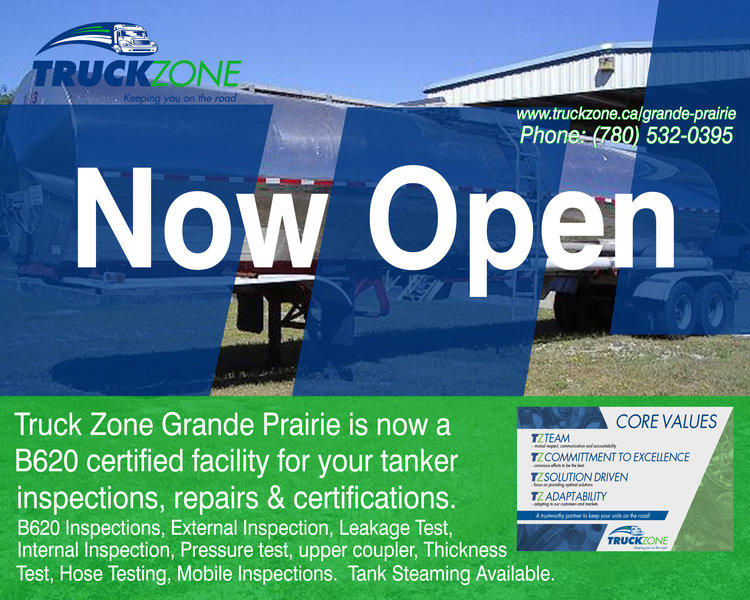 Truck Zone Grande Prairie is now a B620 certified facility for your tanker inspections, repairs