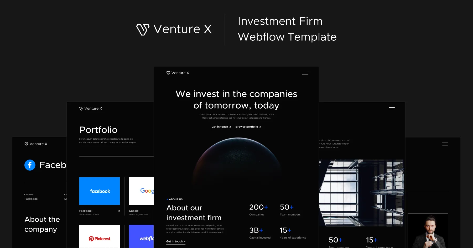 Portfolio Venture X flow website template