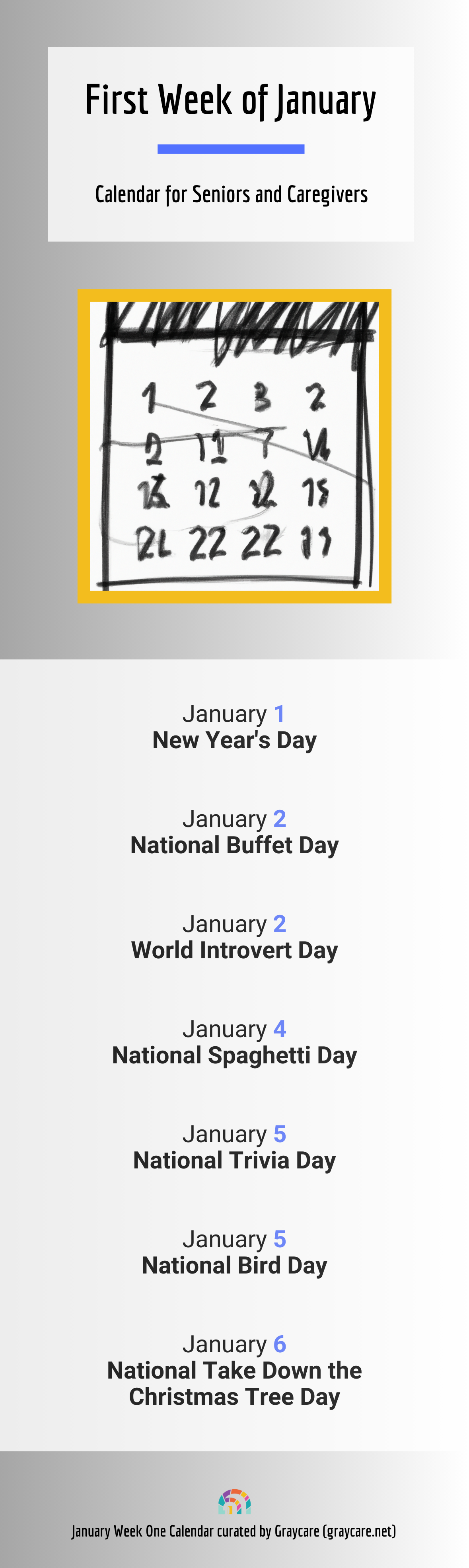 January 2024 Calendar for Seniors and Caregivers | Graycare